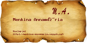 Menkina Annamária névjegykártya